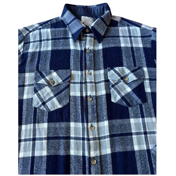 Vintage 70's Sears Navy White Plaid Flannel button down size XL Tall - Picture 4 of 16